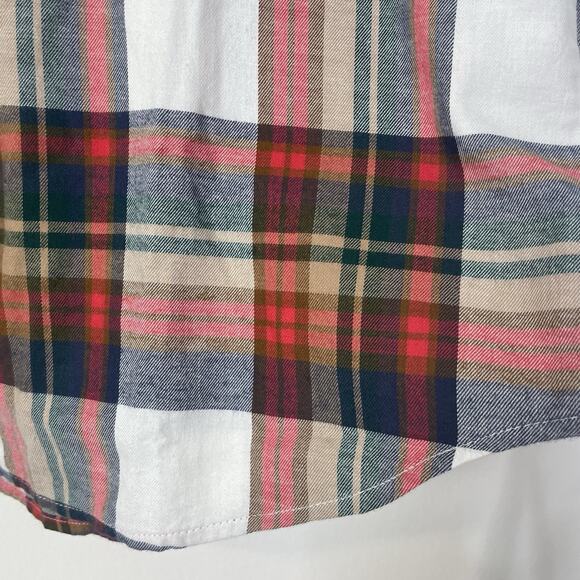 J. Crew Factory Women Tartan Plaid Button Down Shirt Petite Small Holiday CC243 - Picture 7 of 10